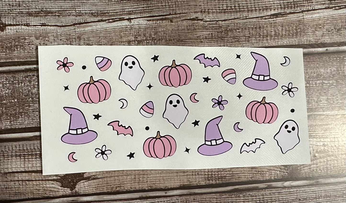 Pastel Ghost Pumpkin Candy Corn Glass Wrap