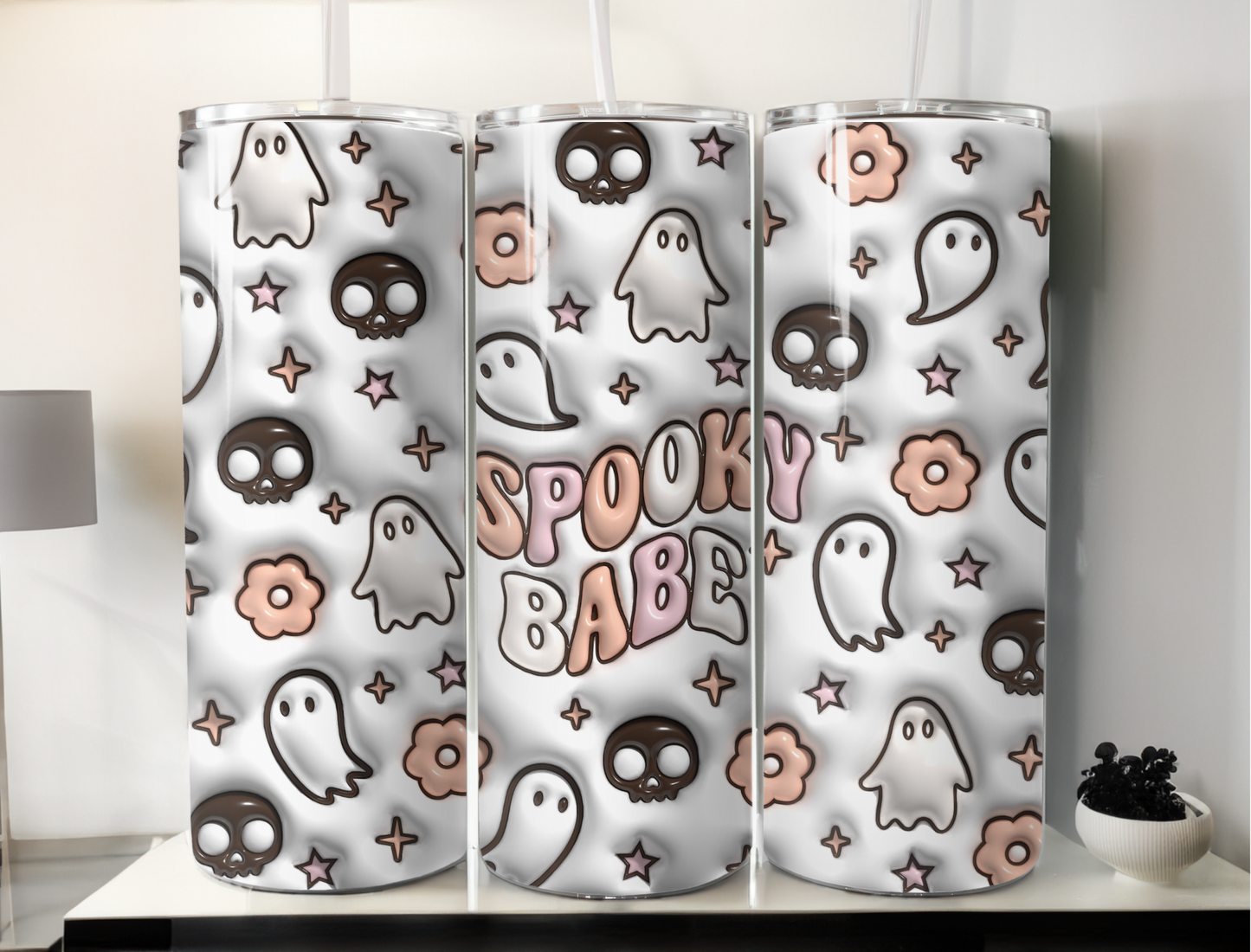 3D Spooky Babe puff tumbler