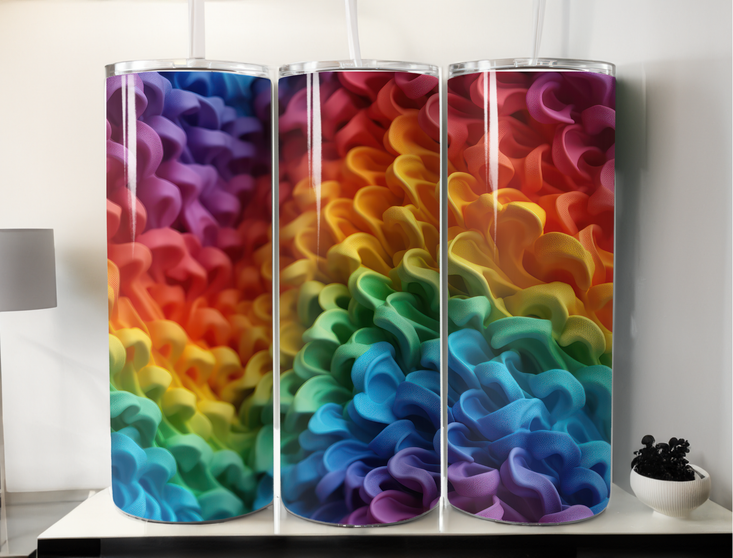 3D Rainbow Swirls Seamless Tumbler/Wrap