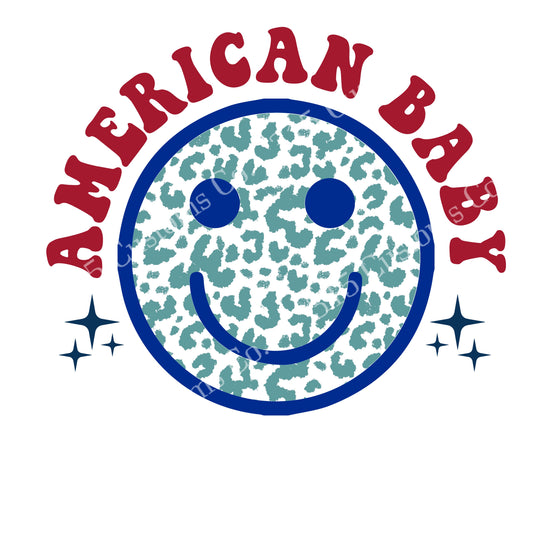 American baby cheetah smiley face Transfer