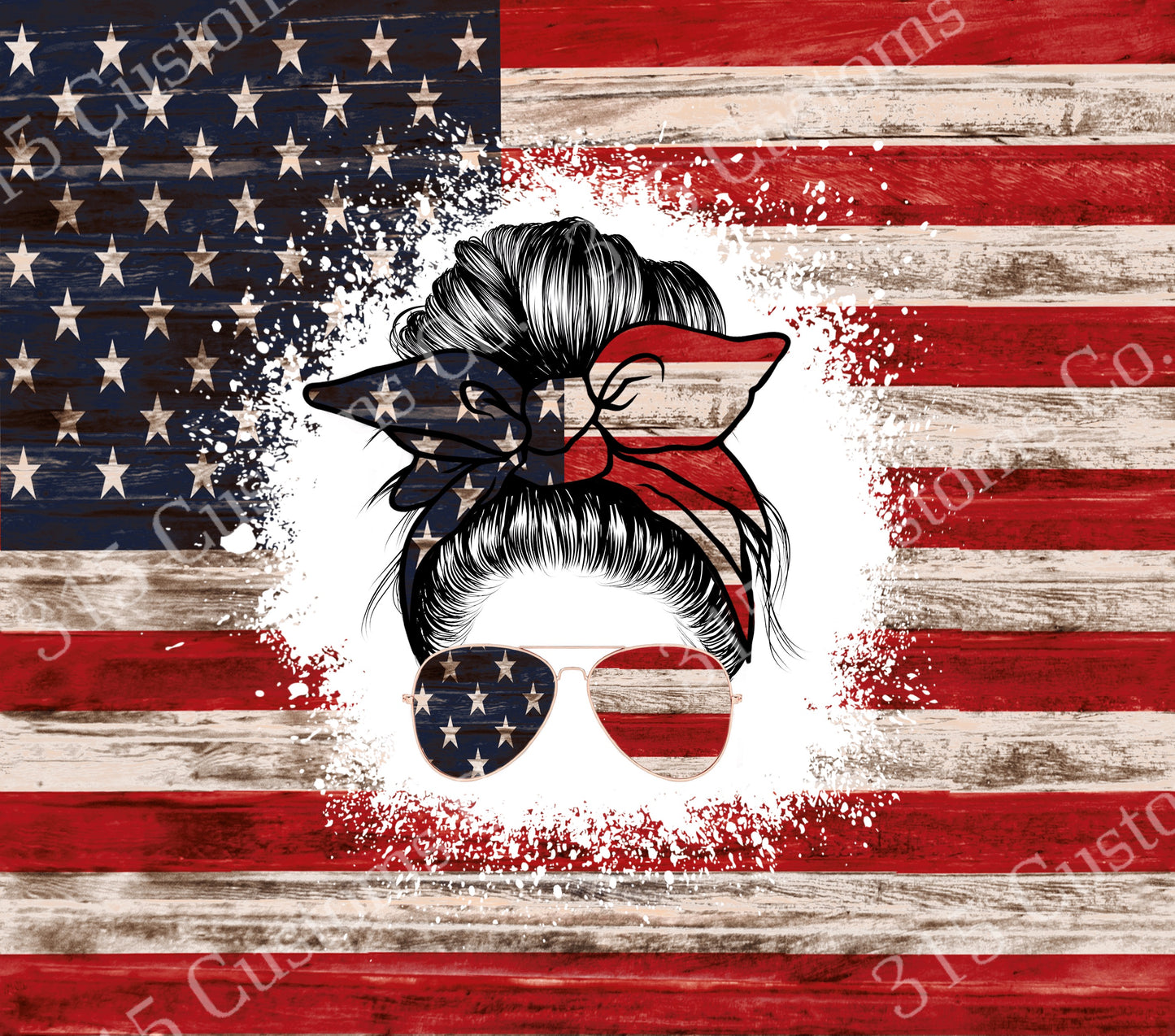 Messy Bun American Flag Tumbler/Wrap