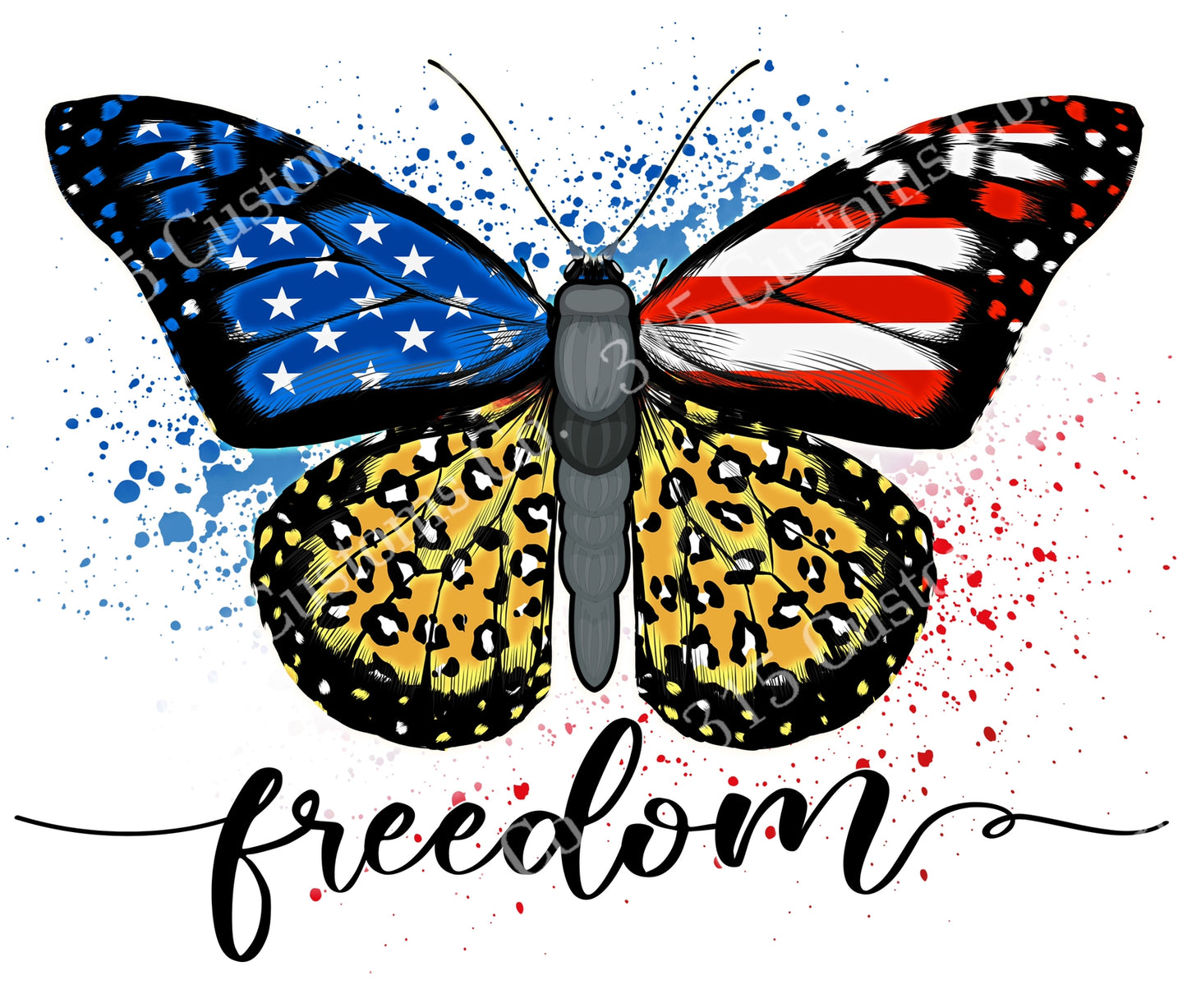 Freedom cheetah/flag butterfly  Transfer