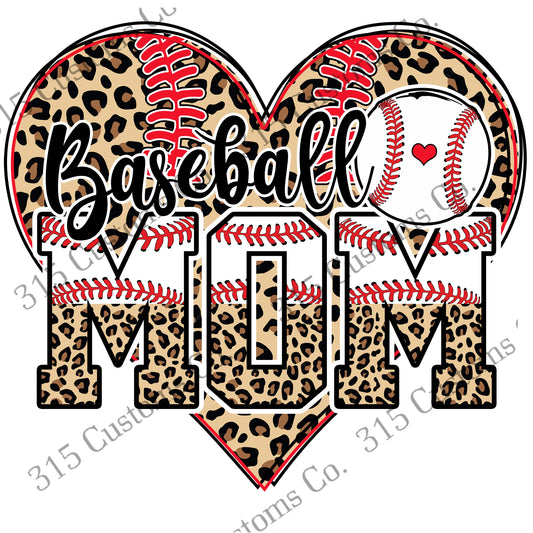 Cheetah Baseball Mom Heart  Transfer