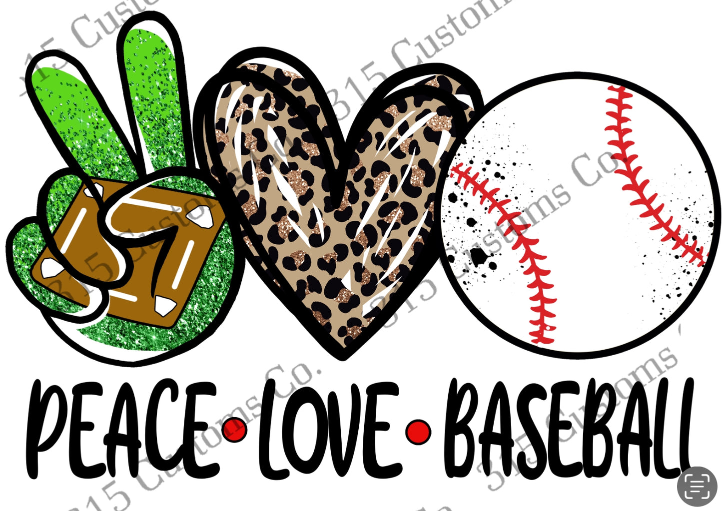 Love Peace Baseball Transfer