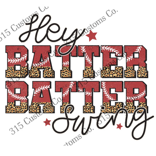 Hey Batter Batter Swing (leopard/red)Transfer