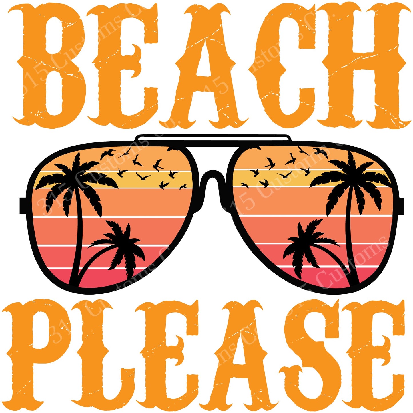 Beach please (retro sunglasses) Transfer