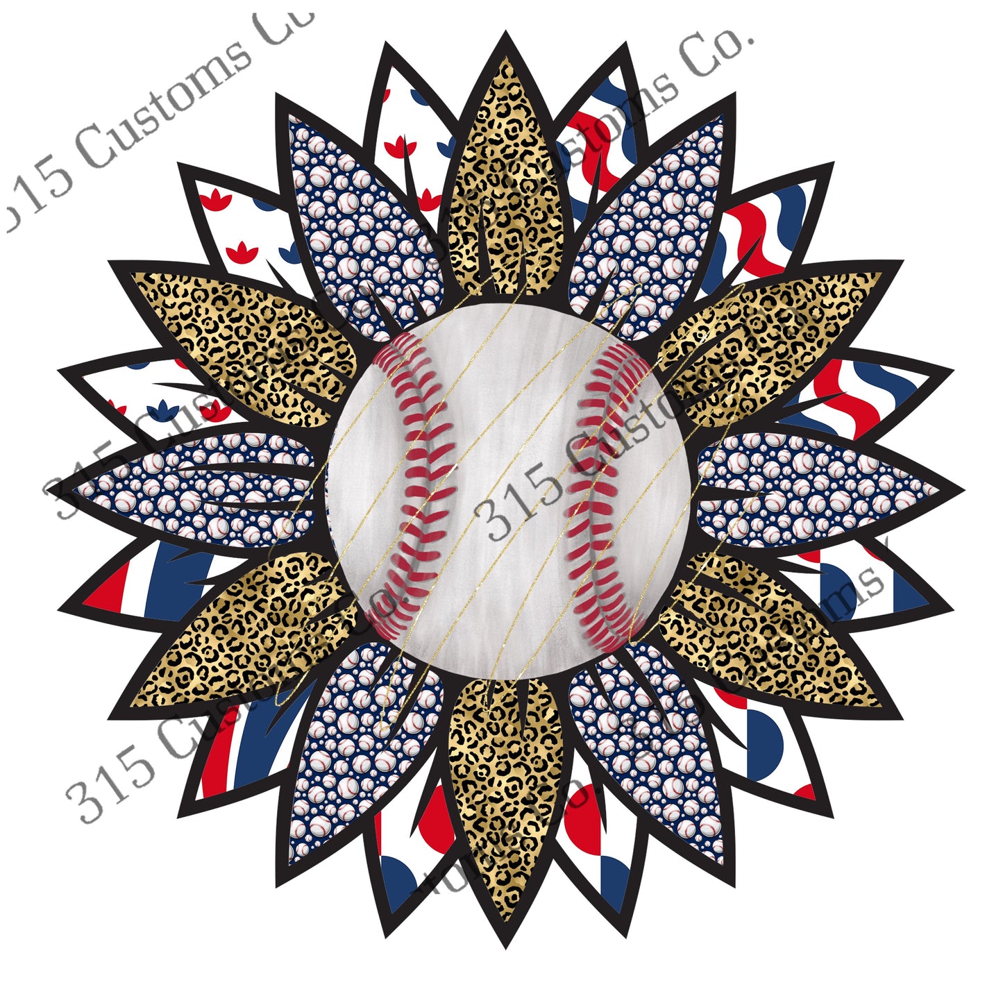 Red white & blue sunflower Transfer (baseball)