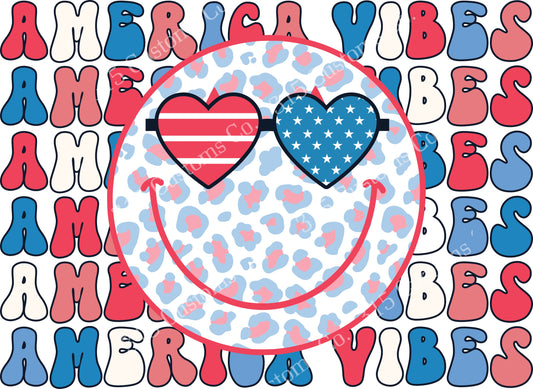 Merica Vibes leopard smiley Transfer