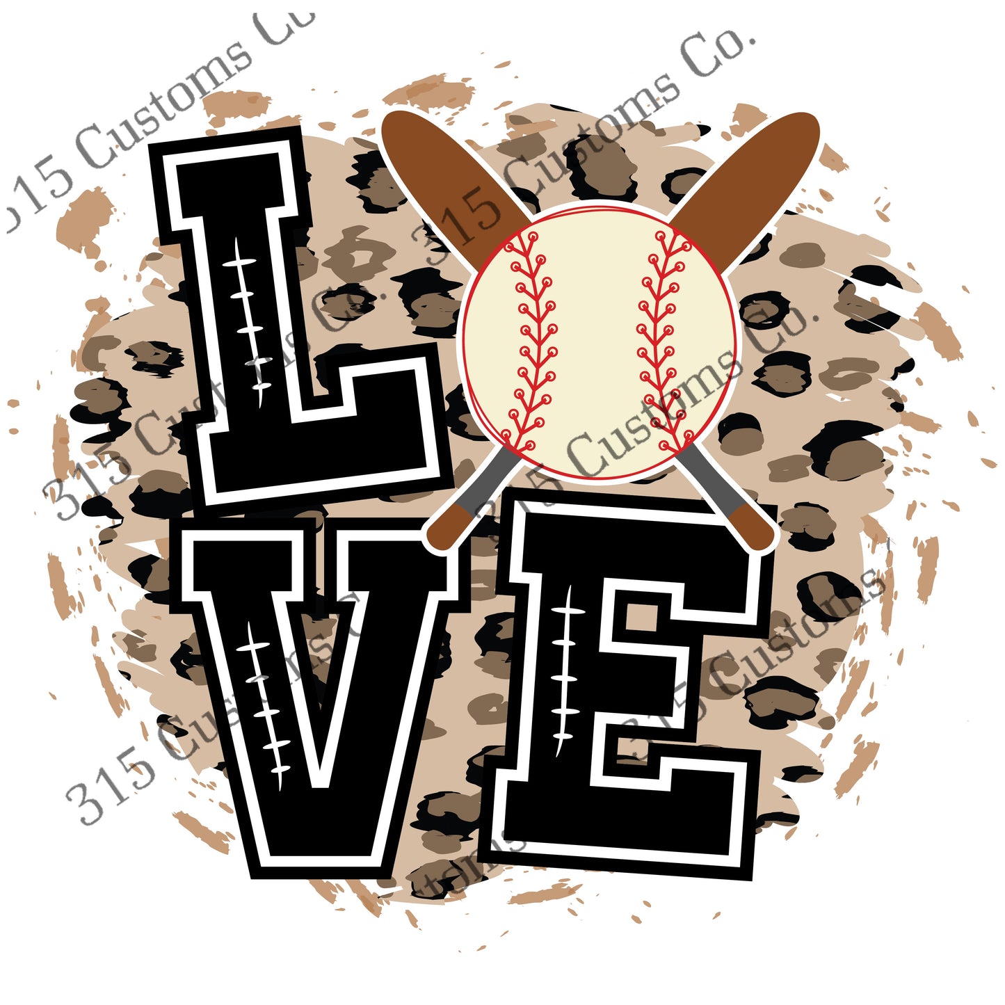 Leopard love baseball Transfer