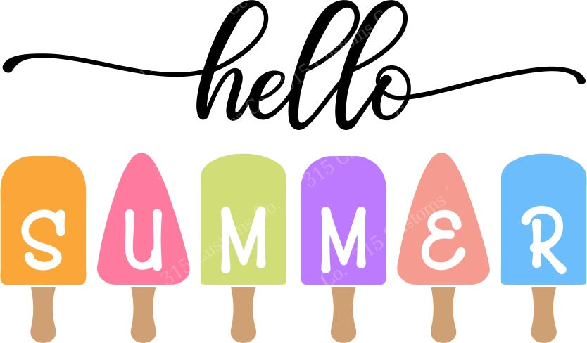 Hello Summer Popsicle transfer